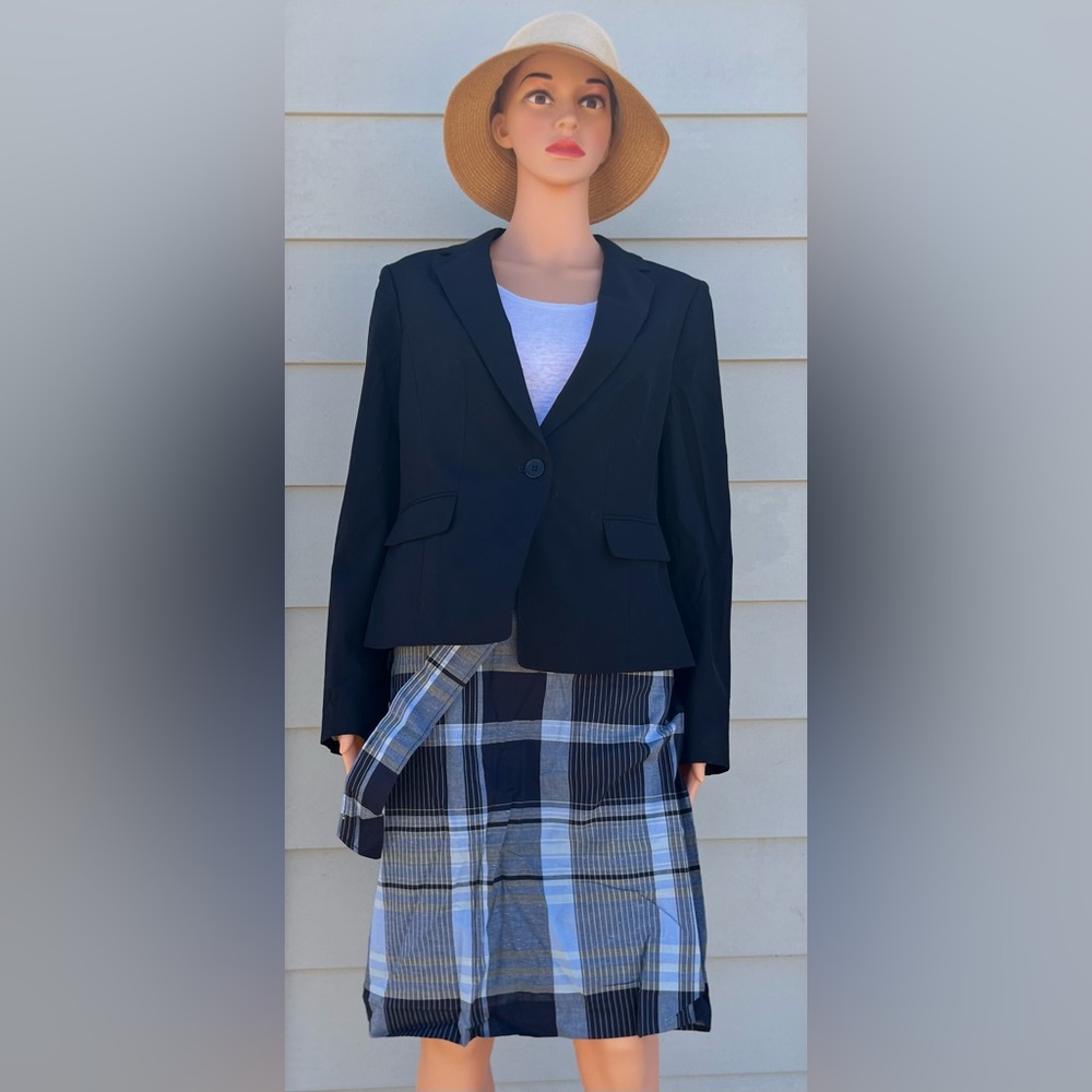Ann Taylor Dark Navy Blue Tailored Blazer with Notched Lapels